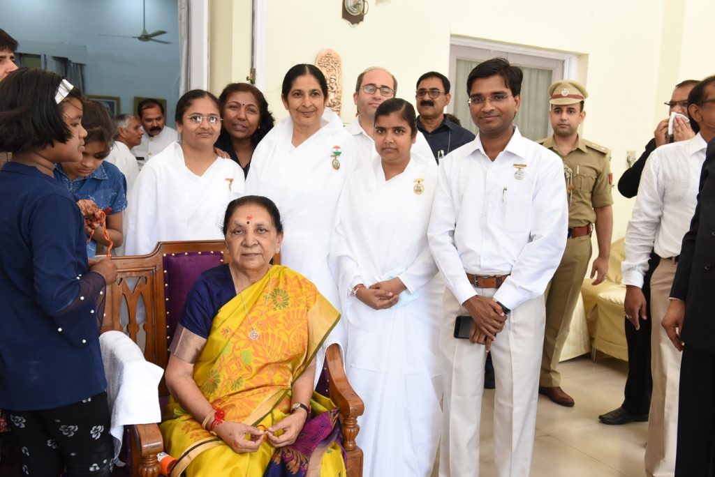 Rakhi Tying to H.E. Smt. Anandiben M. Patel Ji, Governor of Uttar Pradesh